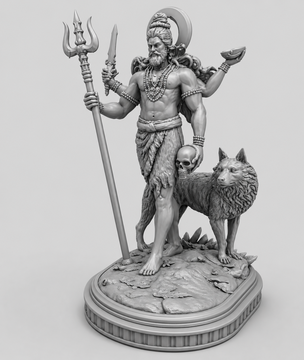 Kal Bhairav With Dog 3D Model (5 Inch)
